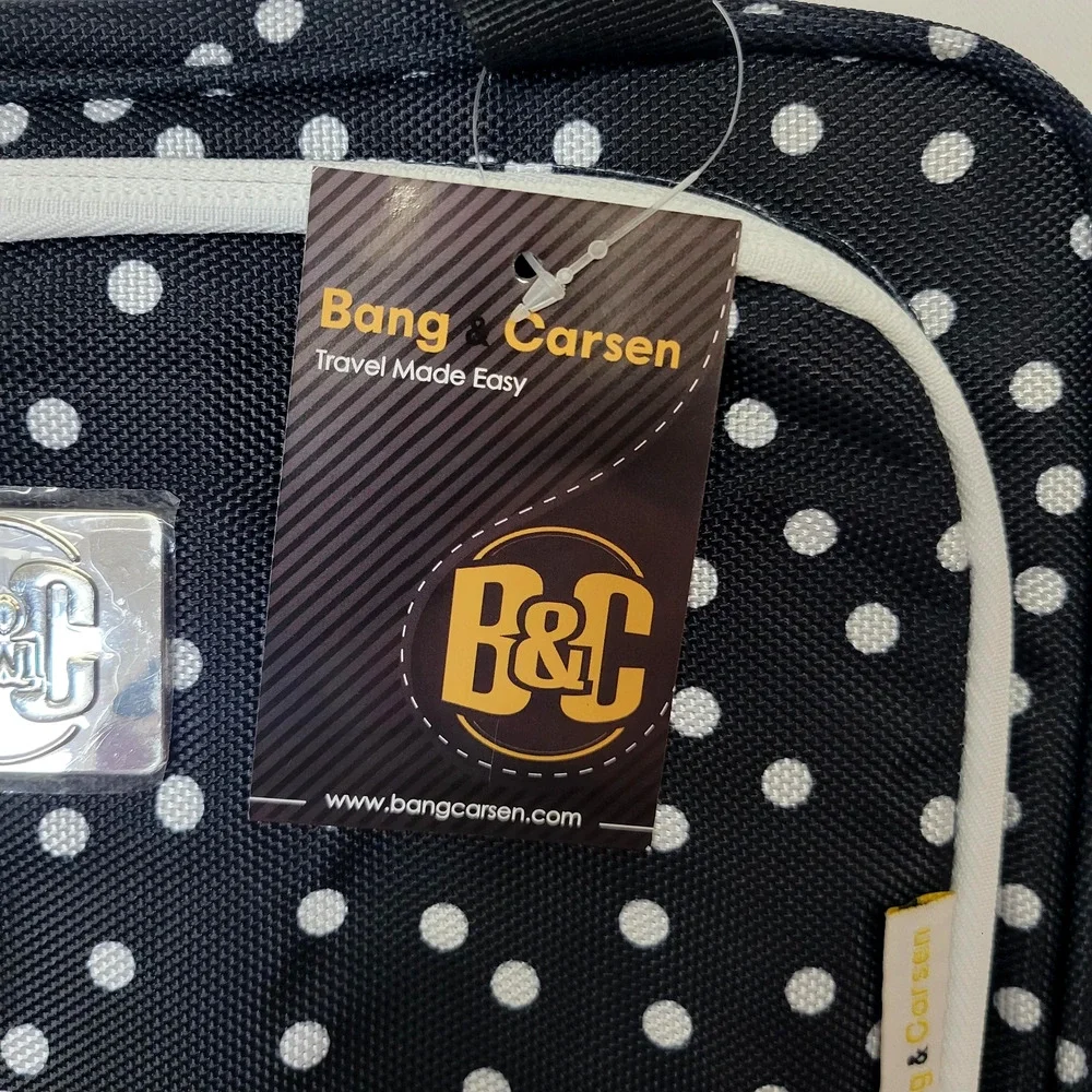Bang & Carsen Hanging Toiletry Bag Black White Polka Dot Travel Organizer Case